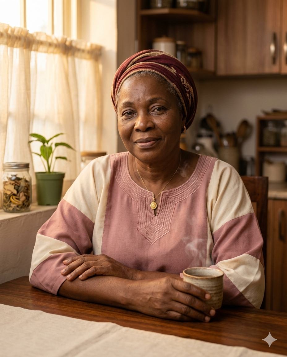 Iya Tope, retired Lagos midwife, sharing her womb-cooling method for Nigerian women with fibroids